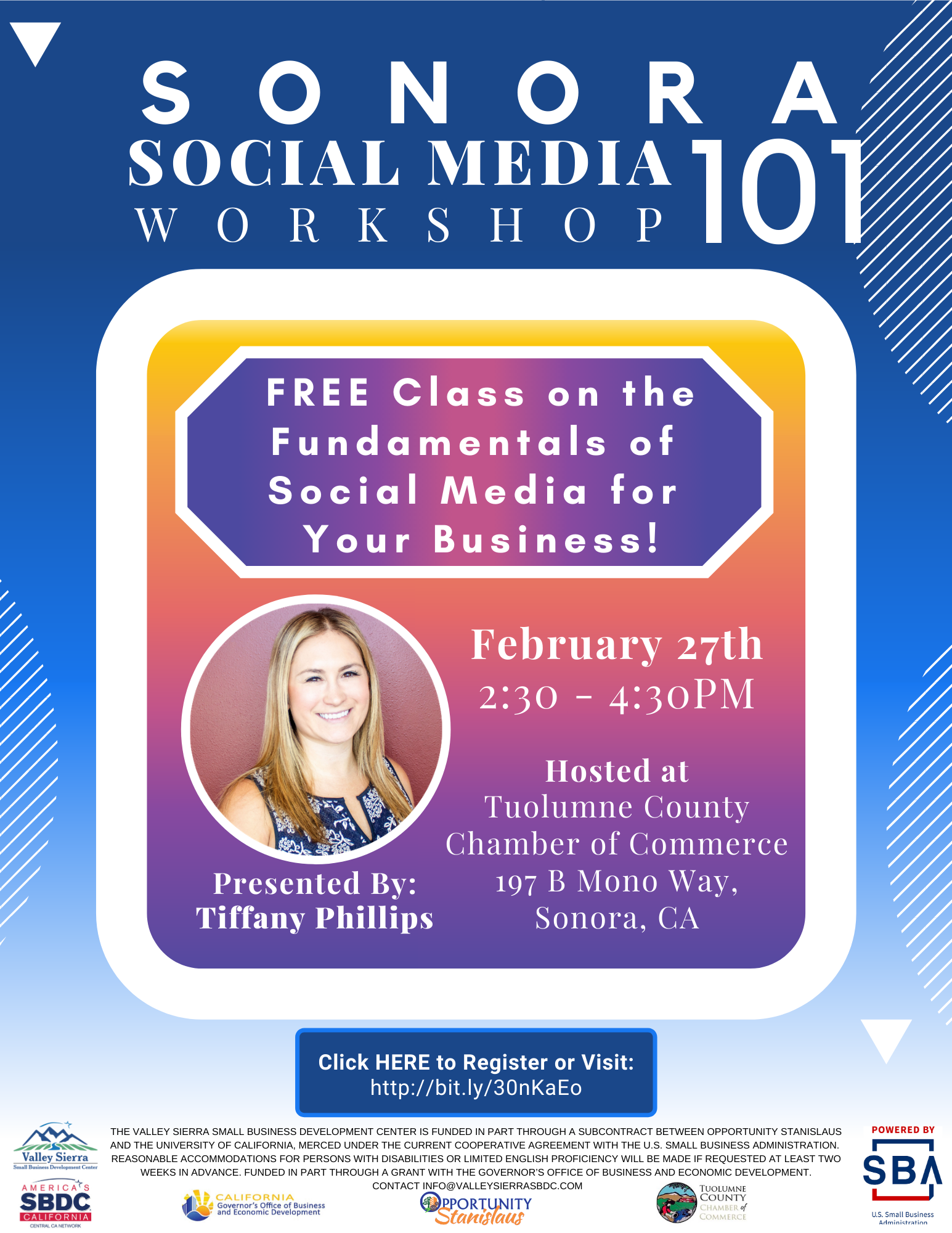 Event Flyer, Social Media 101, Join Tiffany Phillips as she guides you to understanding the fundamentals of social media marketing! A MUST FOR ANY BUSINESS OWNER!