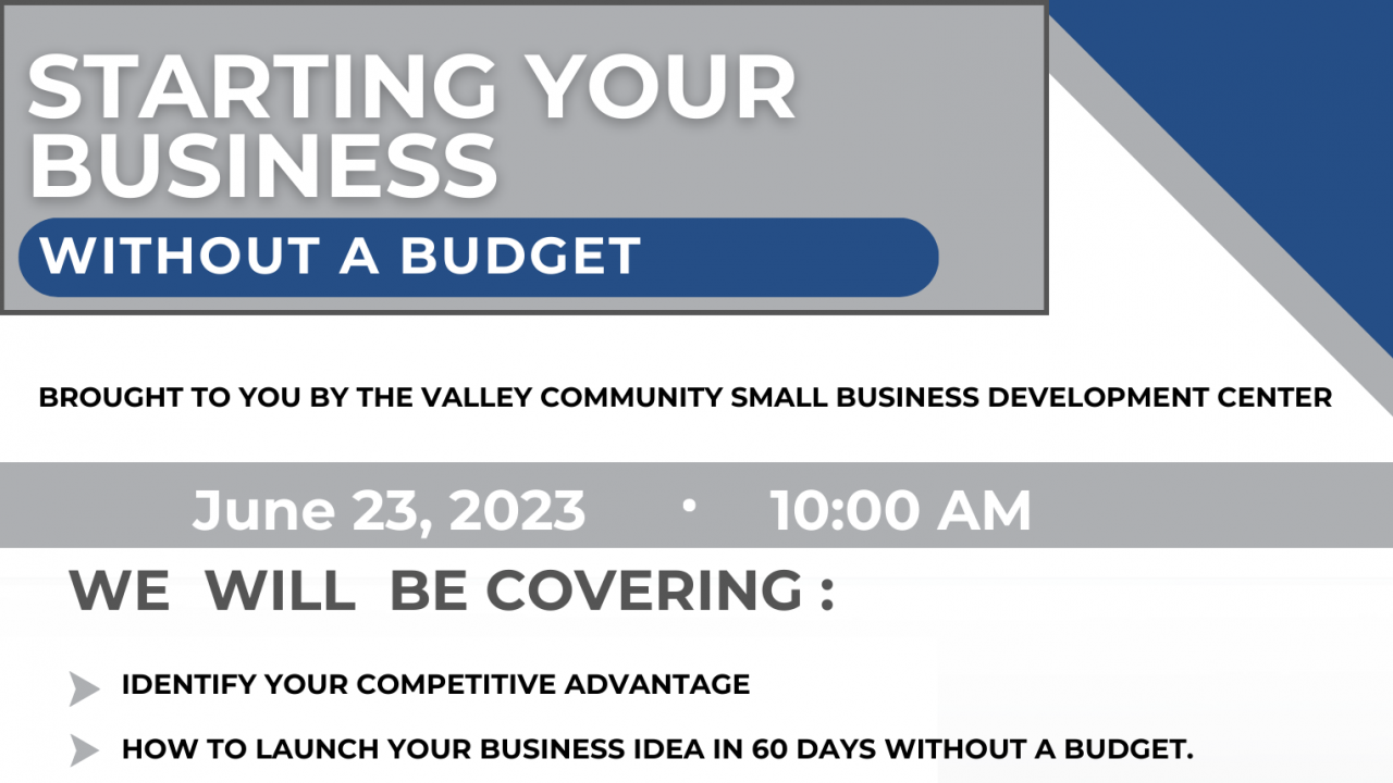 The thumbnail for the webinar "Starting Your Business without a Budget"
