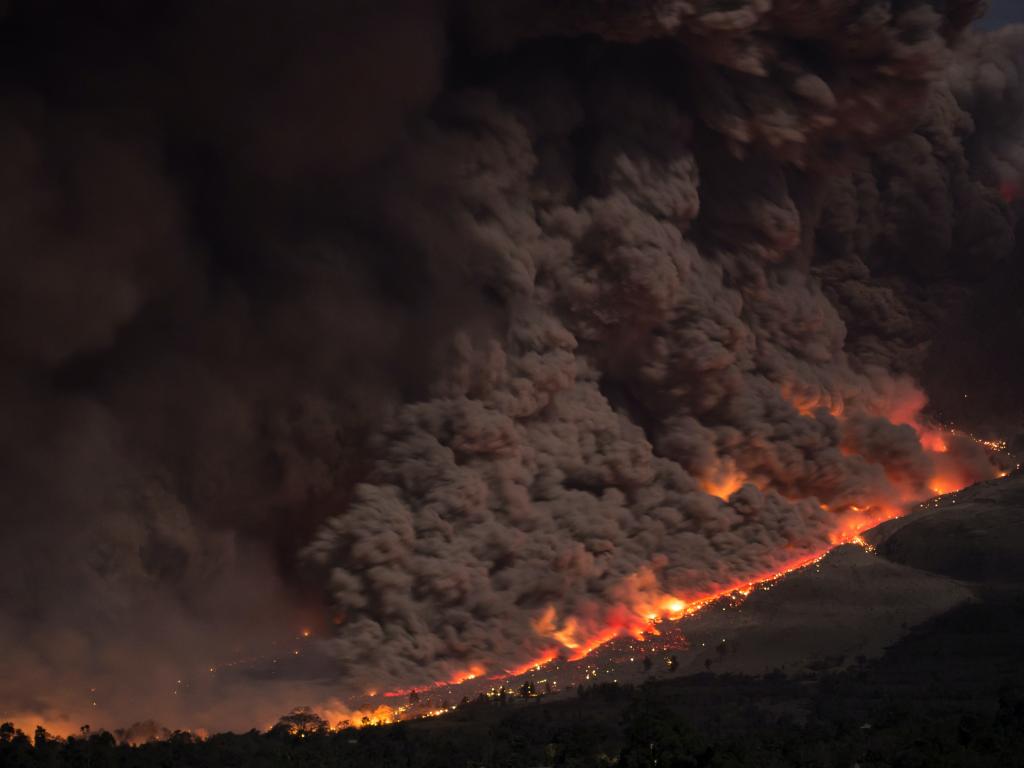 aerial photo of wildfire